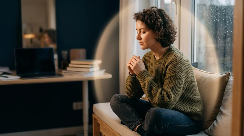 Person creating a mental boundary against stress