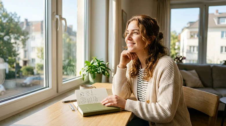 Person looking refreshed and focused after organizing their schedule
