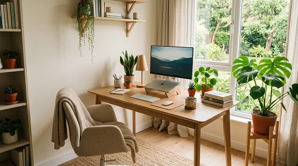 A peaceful, well-organized home workspace