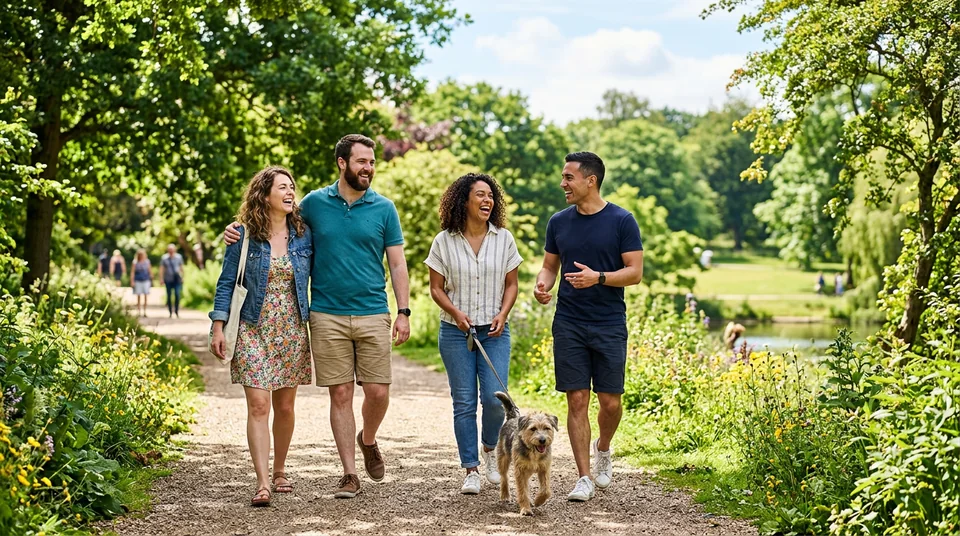 People enjoying a relaxed outdoor walk